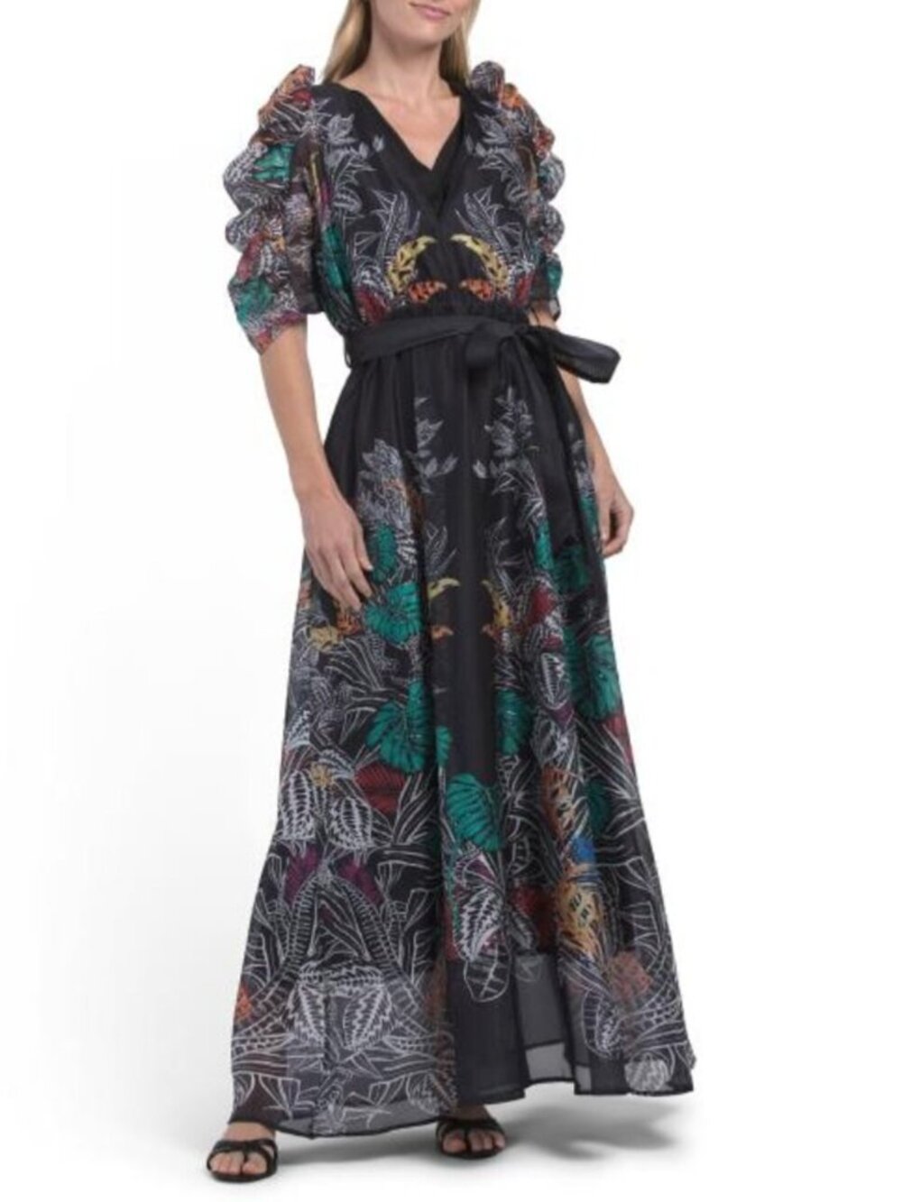 NANCY YANG Floral V-neck Dress